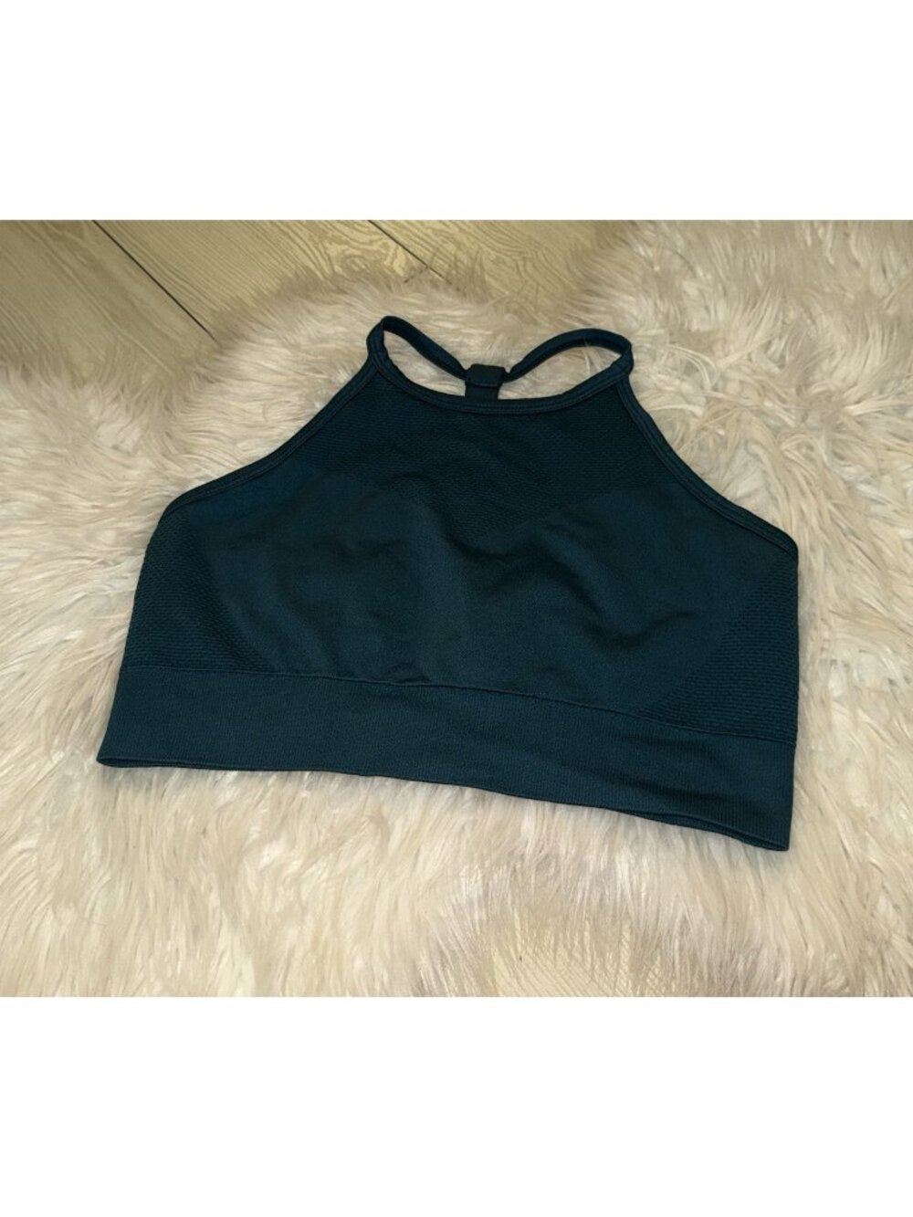 Z by Zella High Neck Sports Bra Unlined T-Back WF Womens M Medium Teal Green